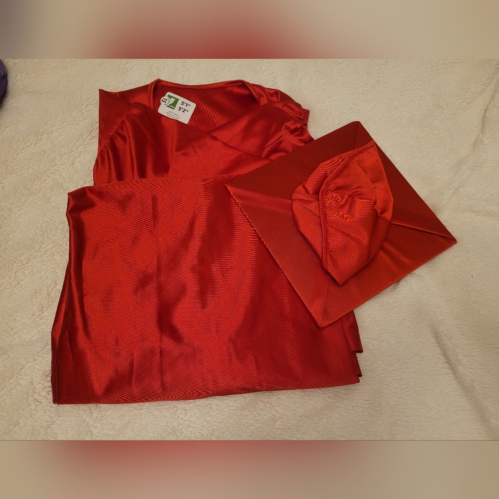 Red Cap & Gown Size 5'1",5'2"
